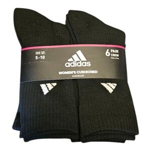 Adidas Women’s 6-Pack Cushioned Crew Socks Size 5-10 Arch Support AEROREADY